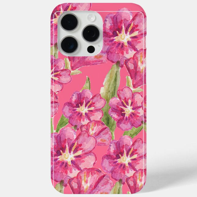 Vibrant Pink Floral Bloom' iPhone 15 Pro Max Case (Back)