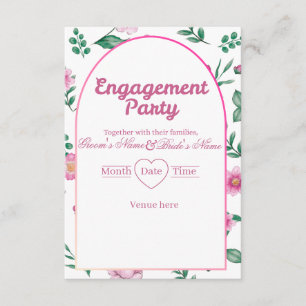 Vibrant Pink Floral Engagement Party Invitation