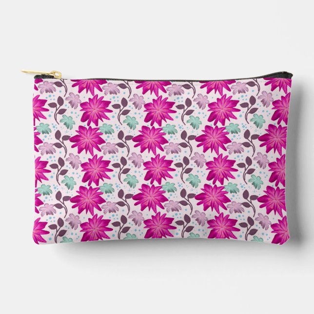 Vibrant Pink Floral Pattern | Bold Modern Flowers  Accessory Pouch (Front)