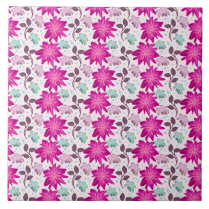 Vibrant Pink Floral Pattern   Bold Modern Flowers  Ceramic Tile