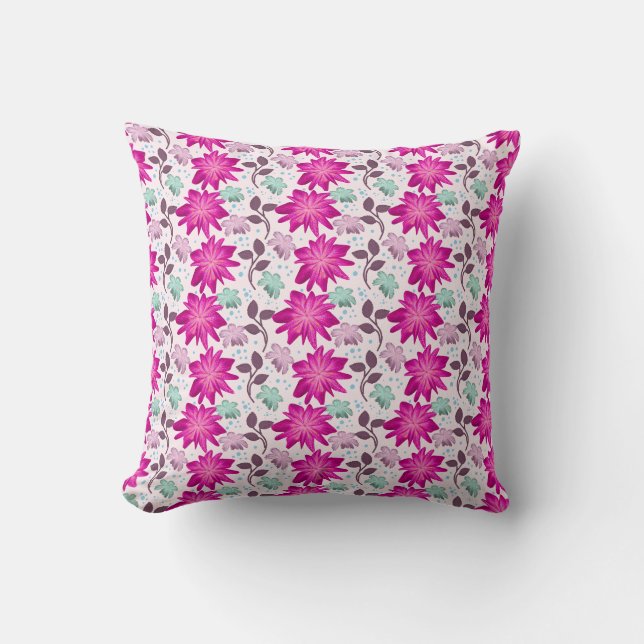 Vibrant Pink Floral Pattern | Bold Modern Flowers  Cushion (Front)