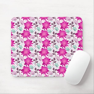 Vibrant Pink Floral Pattern Bold Modern Flowers Mouse Pad