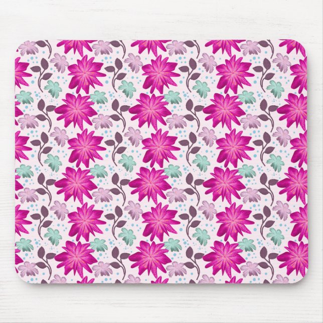 Vibrant Pink Floral Pattern | Bold Modern Flowers  Mouse Pad (Front)