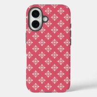 Vibrant Pink Floral Pattern with Geometric Flowers