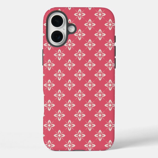 Vibrant Pink Floral Pattern with Geometric Flowers Case-Mate iPhone Case (Back)