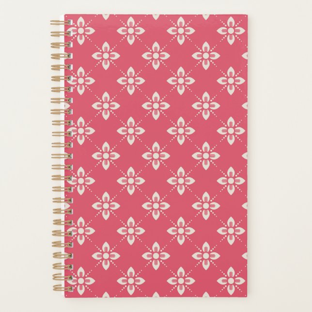 Vibrant Pink Floral Pattern with Geometric Flowers Planner (Front)