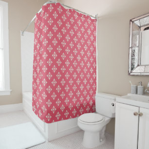 Vibrant Pink Floral Pattern with Geometric Flowers Shower Curtain