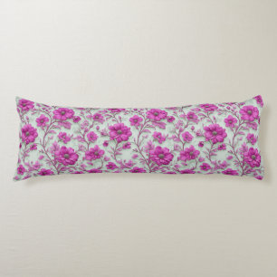 Vibrant Pink Floral Pattern With Magenta Flowers Body Cushion