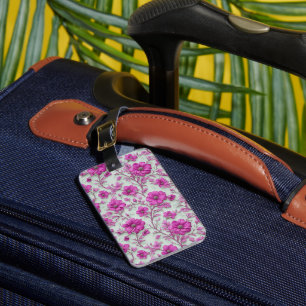 Vibrant Pink Floral Pattern With Magenta Flowers Luggage Tag