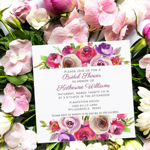 Vibrant Pink Floral Romantic Garden Bridal Shower Invitation