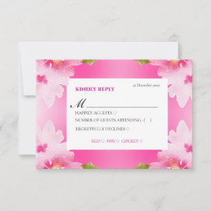 Vibrant Pink Floral RSVP Card with Meal Choice