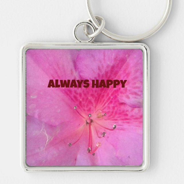 Vibrant Pink Flower Premium Square Key Ring (Front)