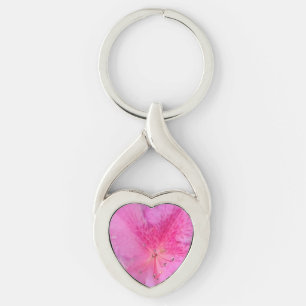 Vibrant Pink Flower Twisted Heart Key Ring