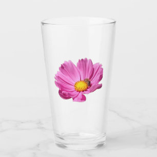 Vibrant Pink Flower With A Bee On A Summer Day Cut Glass