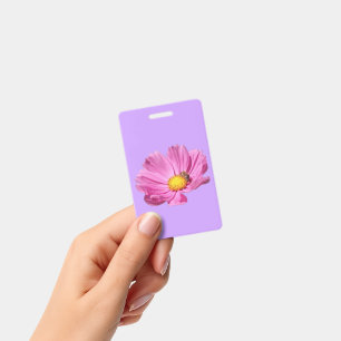 Vibrant Pink Flower With A Bee On A Summer Day Cut ID Badge