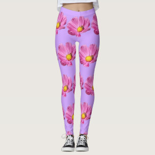 Vibrant Pink Flower With A Bee On A Summer Day Cut Leggings