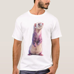 Vibrant Pink Fur Ferret Illustration Men T-Shirt