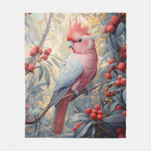 Vibrant Pink Galah Cockatoo Fleece Blanket