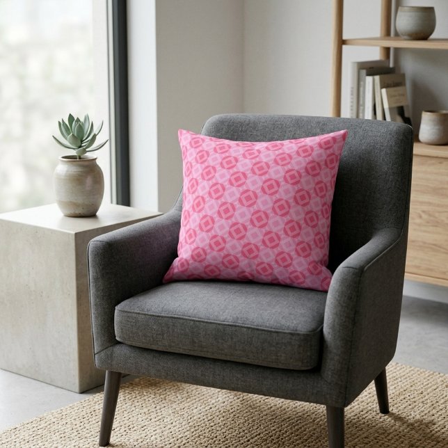 Vibrant Pink Geometric Tessellation Pattern Cushion (Creator Uploaded)