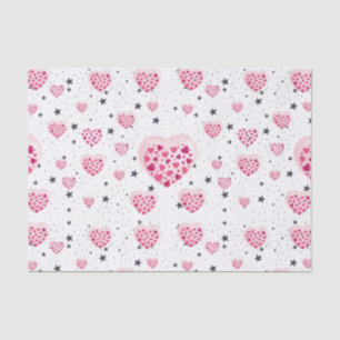 Vibrant Pink Glitter Hearts Design Tissue Paper