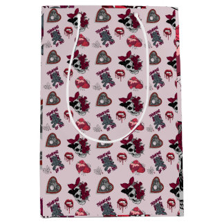Vibrant Pink Gothic Graphic Valentine's Day  Medium Gift Bag