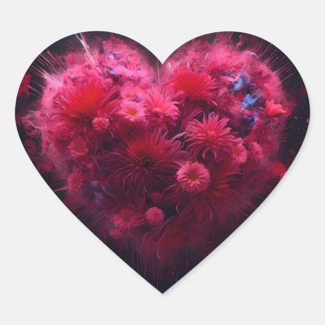 Vibrant Pink Heart Burst Sticker (Front)