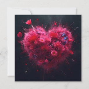 Vibrant Pink Heart Burst Thank You Card