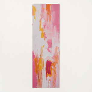 Vibrant Pink & Orange Abstract Expressionist Yoga  Mat