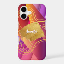 Vibrant Pink & Orange Gold Abstract Art