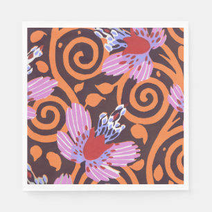 Vibrant Pink & Orange Swirl Art Deco Flower Napkin