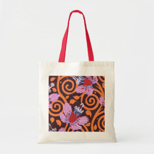 Vibrant Pink & Orange Swirl Art Deco Flower Tote Bag