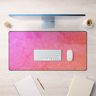 Vibrant Pink & Peach Gradient Desk Mat - Sparkling