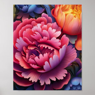 Vibrant Pink Peonies Floral Wall Art