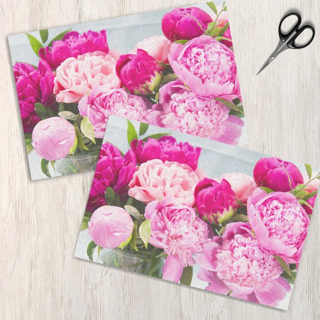 Vibrant Pink Peonies Oil Painted Effect Tissue Paper (Creator Uploaded)