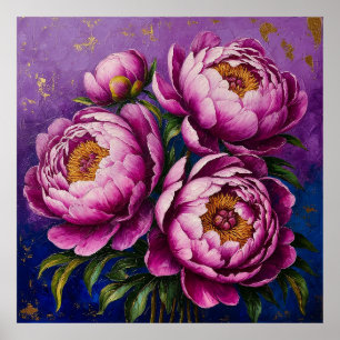 Vibrant Pink Peonies Poster