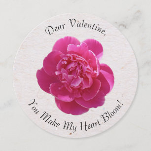 Vibrant Pink Peony Flower Valentine's Day Card