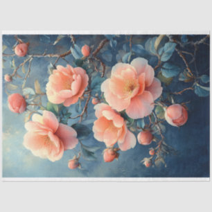 Vibrant Pink Peony Flowers Watercolor Decoupage Tissue Paper
