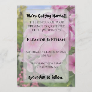 Vibrant Pink Phlox Summer Garden Wedding  Invitation