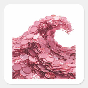Vibrant Pink PINK COIN WAVE Sticker Motif
