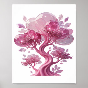 Vibrant Pink PINK GLASS TREE 3D Text Art Poster