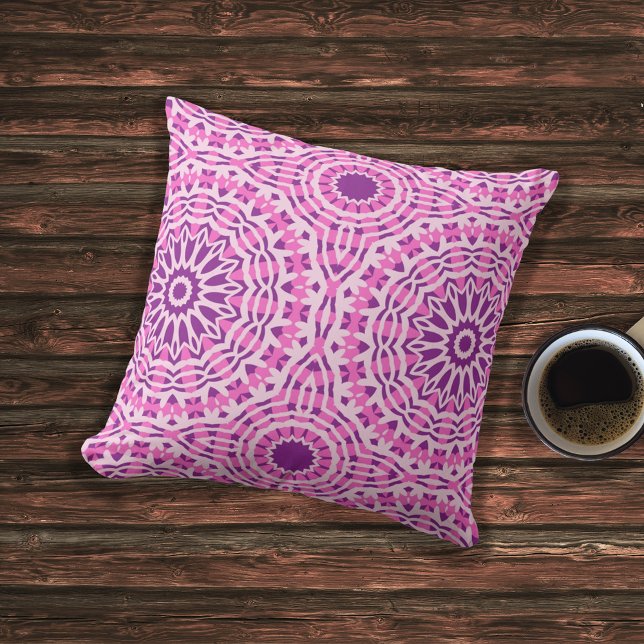 Vibrant Pink Purple and White Moroccan Pattern Cushion (Creator Uploaded)