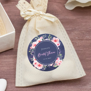 Vibrant Pink & Purple Floral Neon Bridal Shower Classic Round Sticker