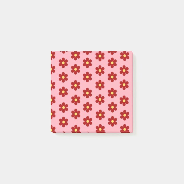 Vibrant Pink & Red Retro Flower Spring Summer Post-it Notes (Front)