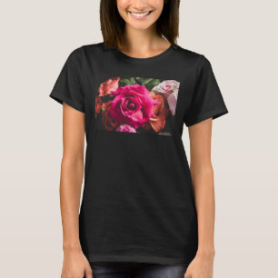Vibrant Pink Rose Flower Photography Floral Design T-Shirt