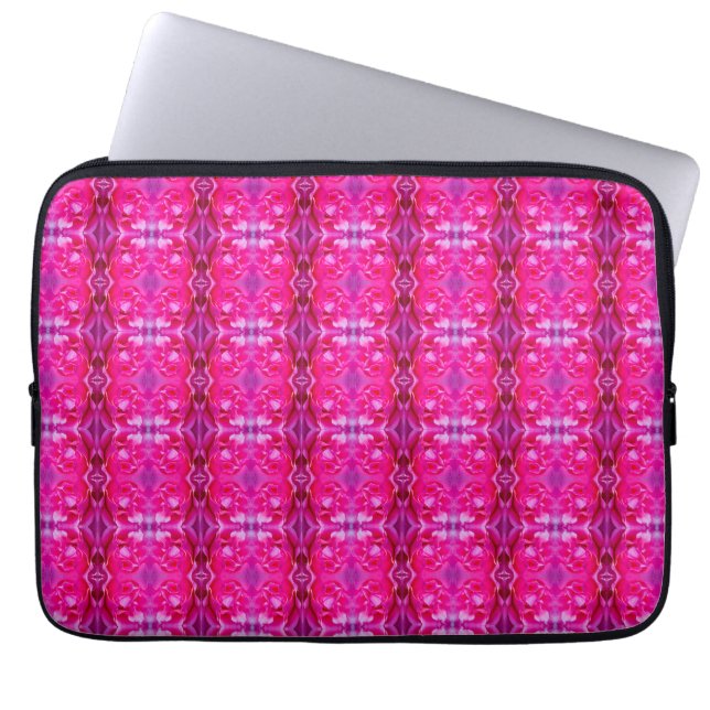 Vibrant pink rose petals M-size floral pattern Laptop Sleeve (Front)