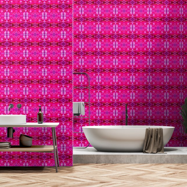 Vibrant pink rose petals M-size floral pattern Wallpaper (Bathroom)