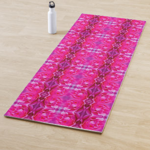 Vibrant pink rose petals M-size floral pattern Yoga Mat