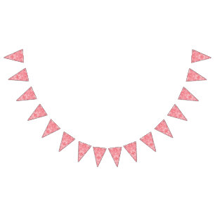 Vibrant pink textile design featuring intricate fl bunting 