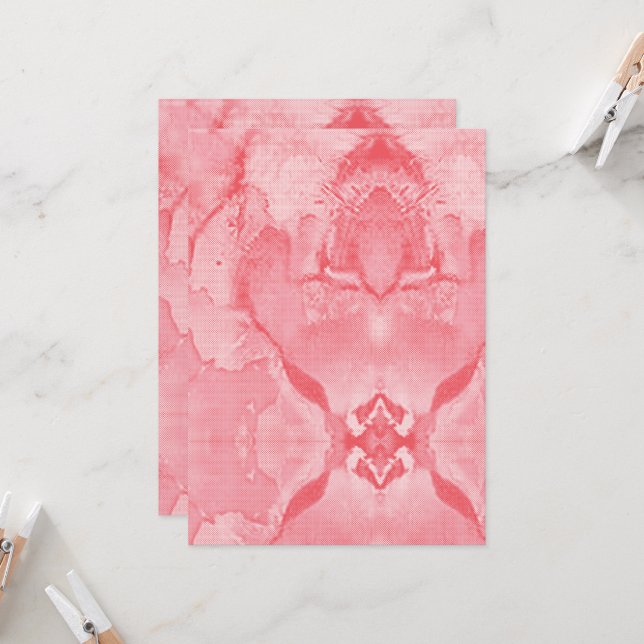 Vibrant pink textile design featuring intricate fl invitation (Front/Back In Situ)