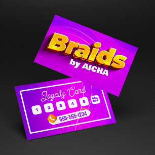 Vibrant Pink & Yellow African Hair Braiding Loyalty Card